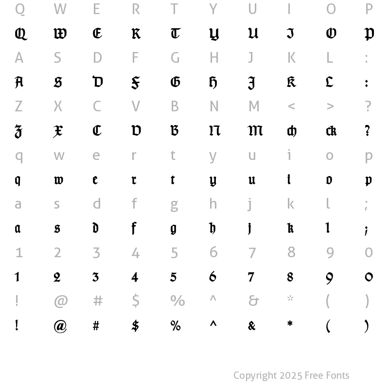 Character Map of TypographerGotisch D Bold