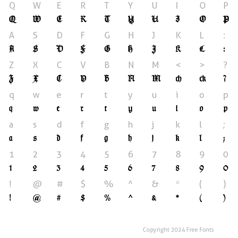 Character Map of TypographerGotisch Schmuck Bold