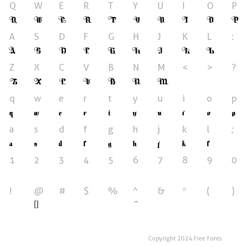 Character Map of Tyrfing Demo Regular