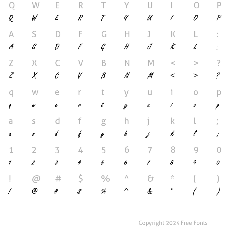 Character Map of TyroScriptSSK Bold