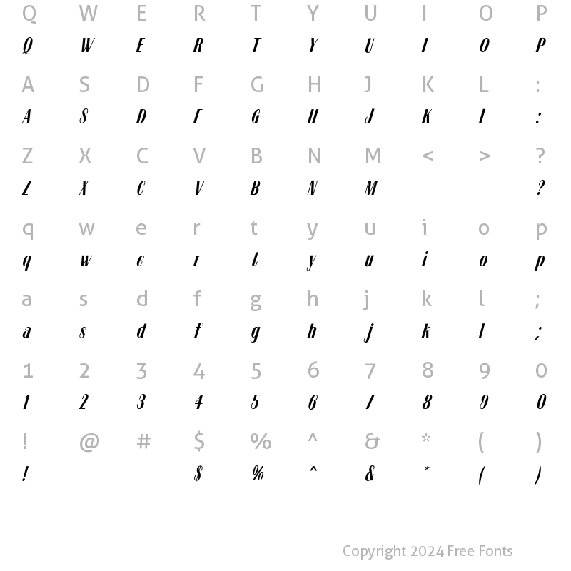 Character Map of Tzigane MN Regular