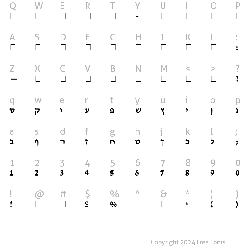 Character Map of Tzipporah Regular