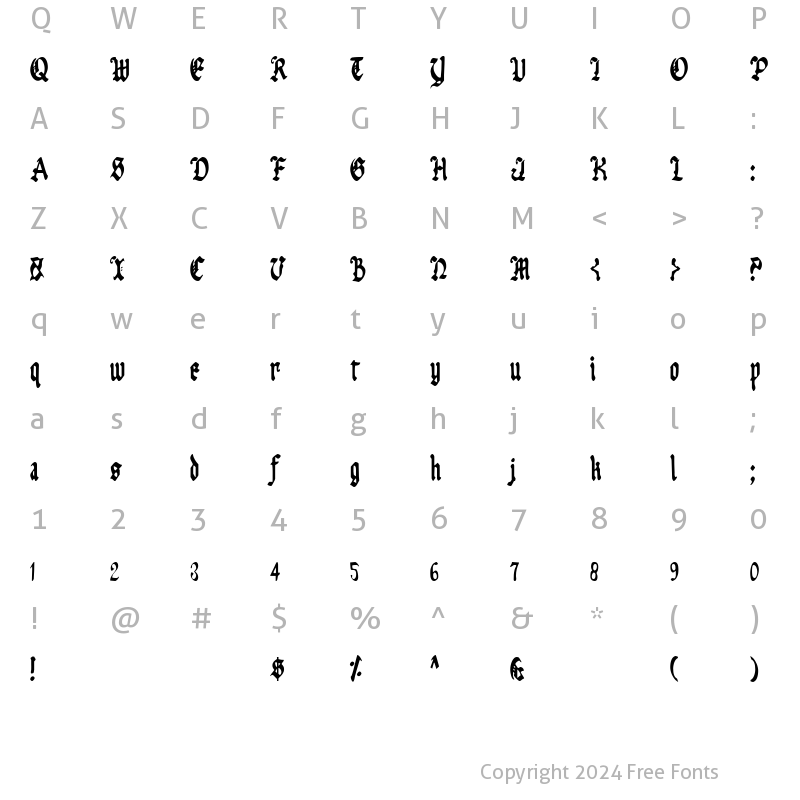 Character Map of Uberh?lme Condensed Condensed