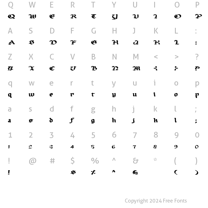 Character Map of Uberh?lme Expanded Expanded