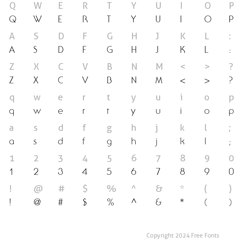 Character Map of Ubiq Gothic Light SSi Light