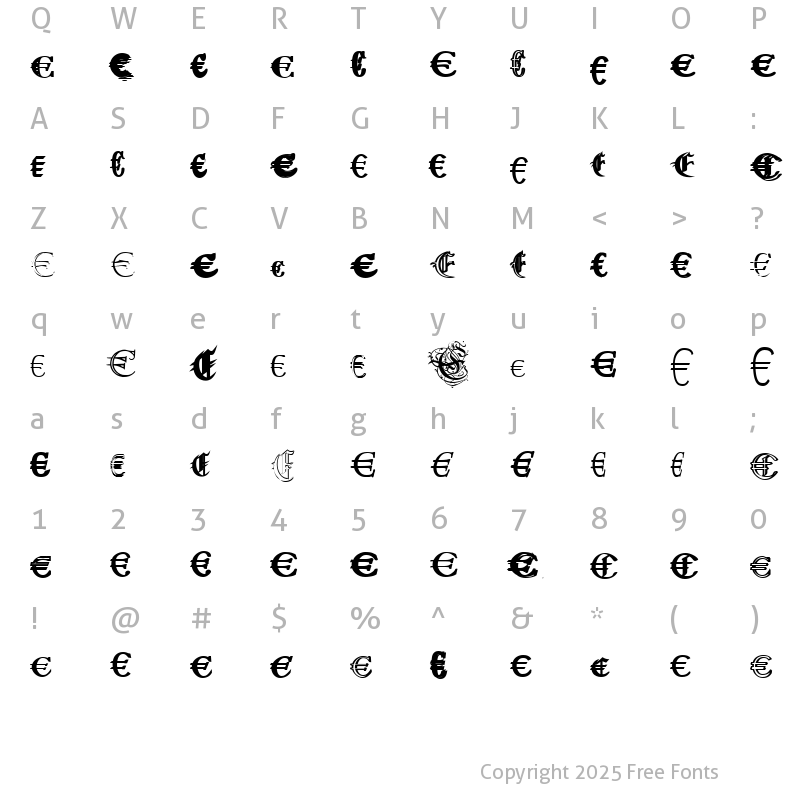 Character Map of Ubiqita_Europa Normal