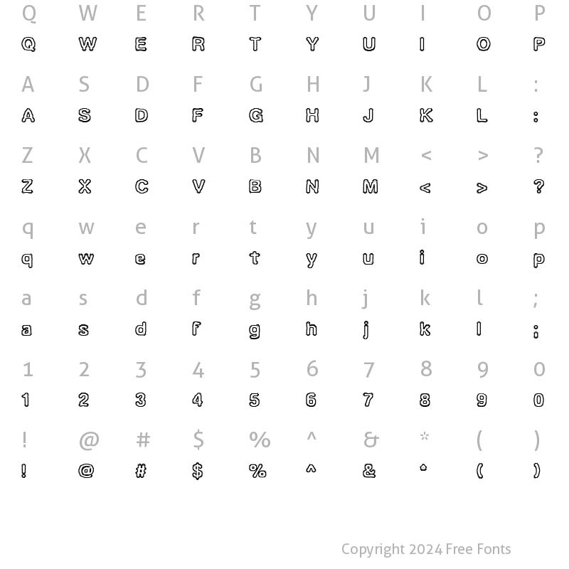 Character Map of Ubiquity (BRK) Regular