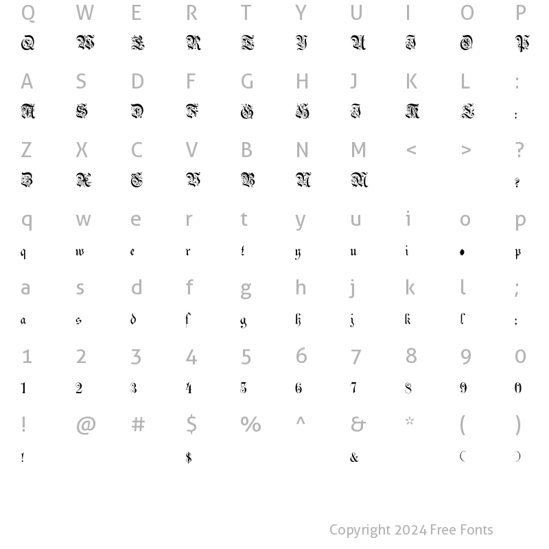 Character Map of Uechi-Gothic Regular