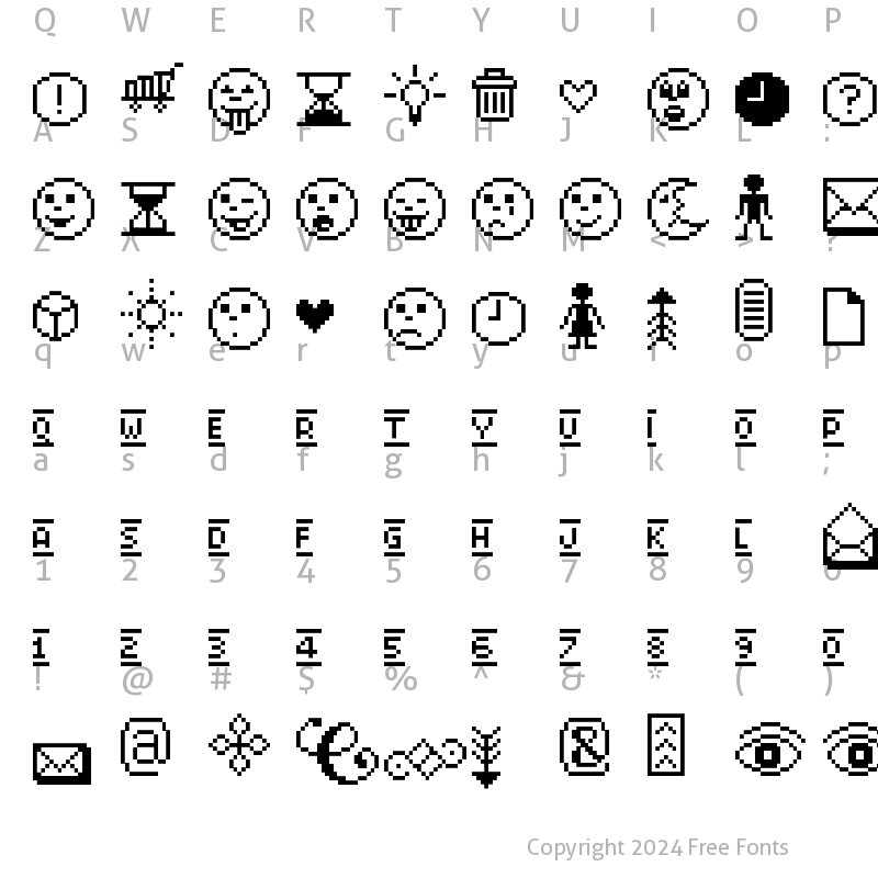 Character Map of UF Mr. Pixel Tools UF Mr. Pixel Tools