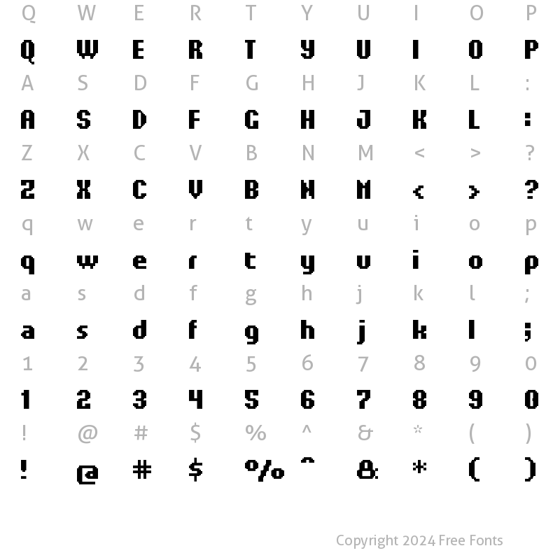 Character Map of UF Orbital Bold UF Orbital Bold