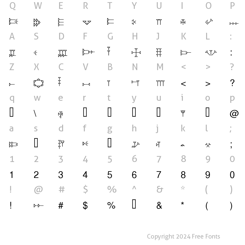 Character Map of UgariticSSK Regular