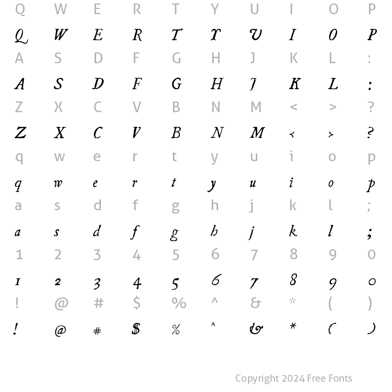 Character Map of UglyQua Italic