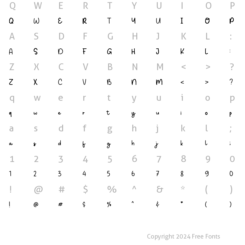 Character Map of Uhudscript Regular