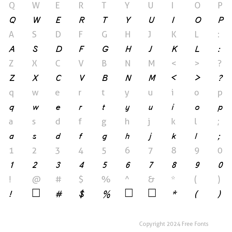 Character Map of Uk_Bukvarnaya Italic