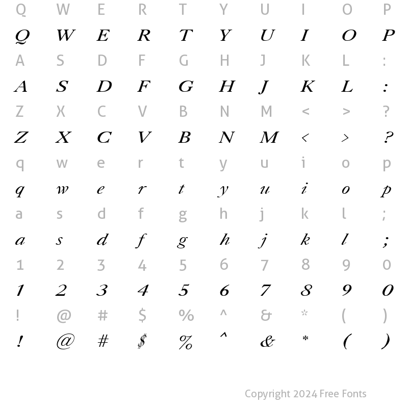 Character Map of Uk_Caslon Italic