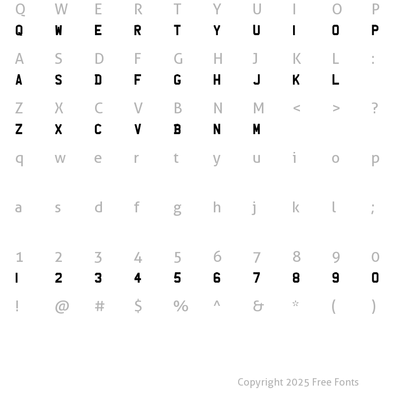 Character Map of UKNumberPlate Regular