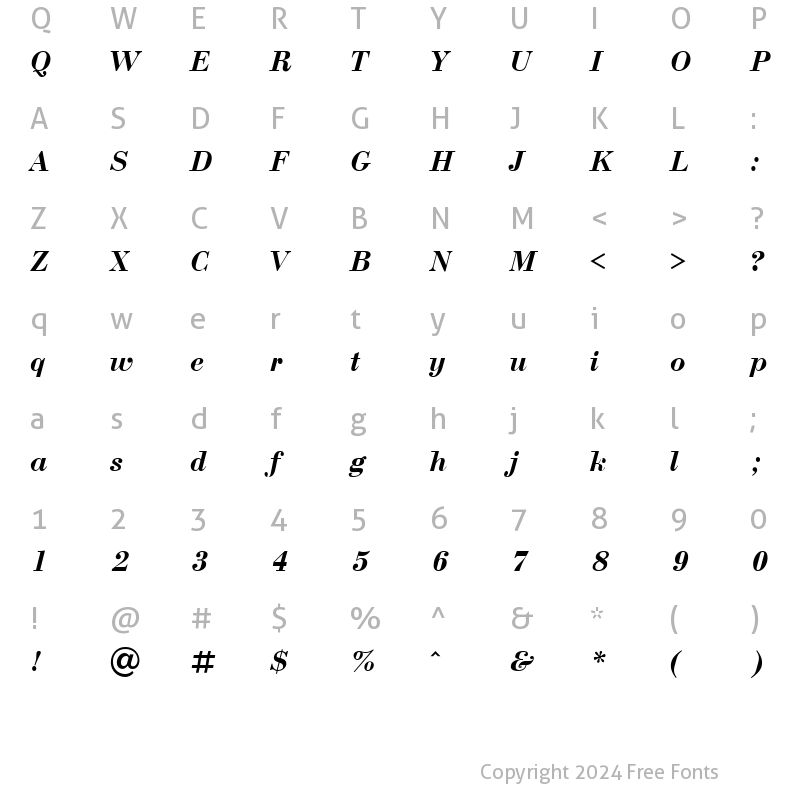 Character Map of UkrainianBodoni BoldItalic