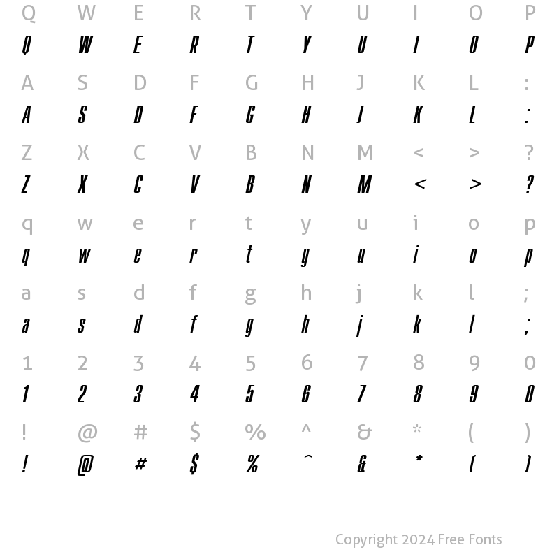 Character Map of UkrainianCompact Italic