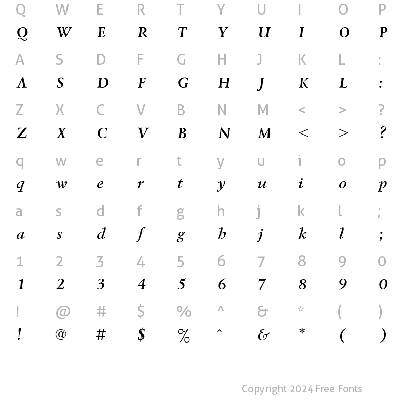 Character Map of UkrainianGoudyOld BoldItalic