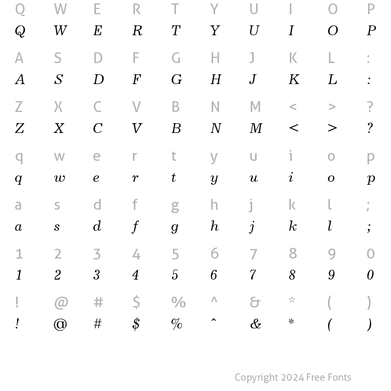 Character Map of UkrainianJournal Italic