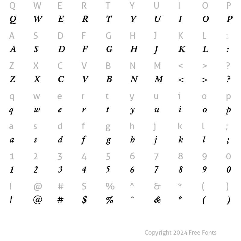 Character Map of UkrainianMysl BoldItalic