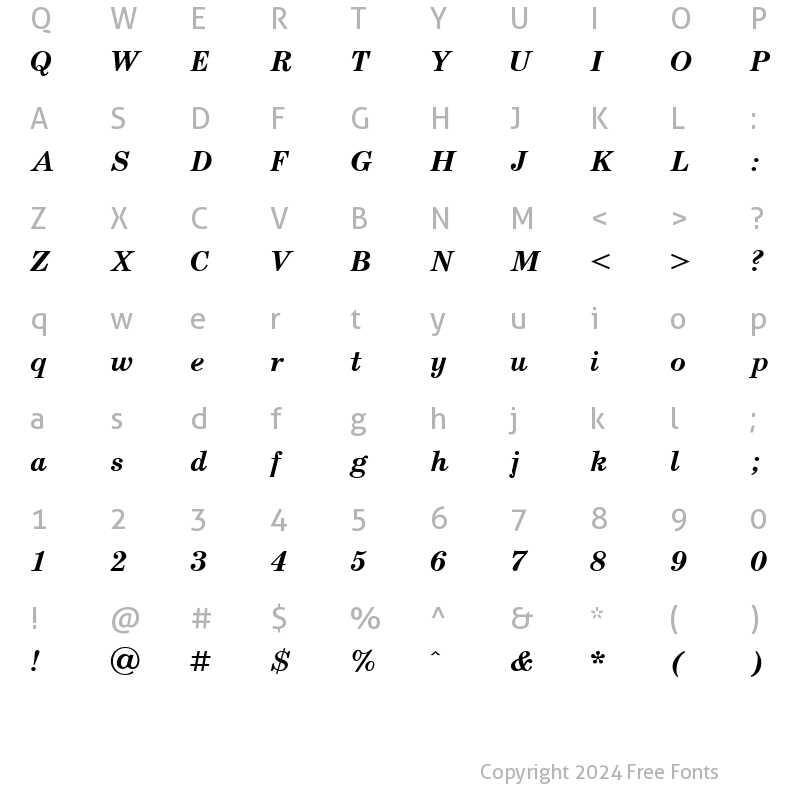 Character Map of UkrainianSchoolBook BoldItalic