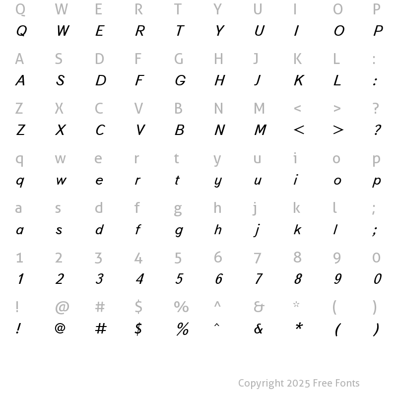 Character Map of UkrainianTextBook Italic