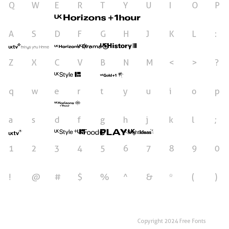 Character Map of UKtv Family Logos Regular