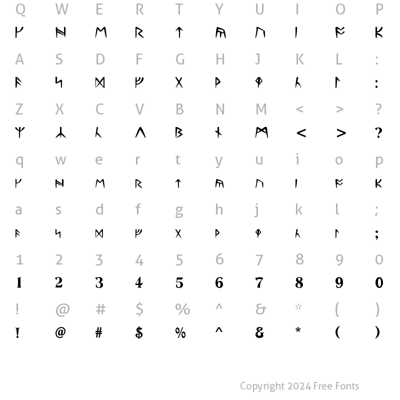 Character Map of Ultima Runes Regular