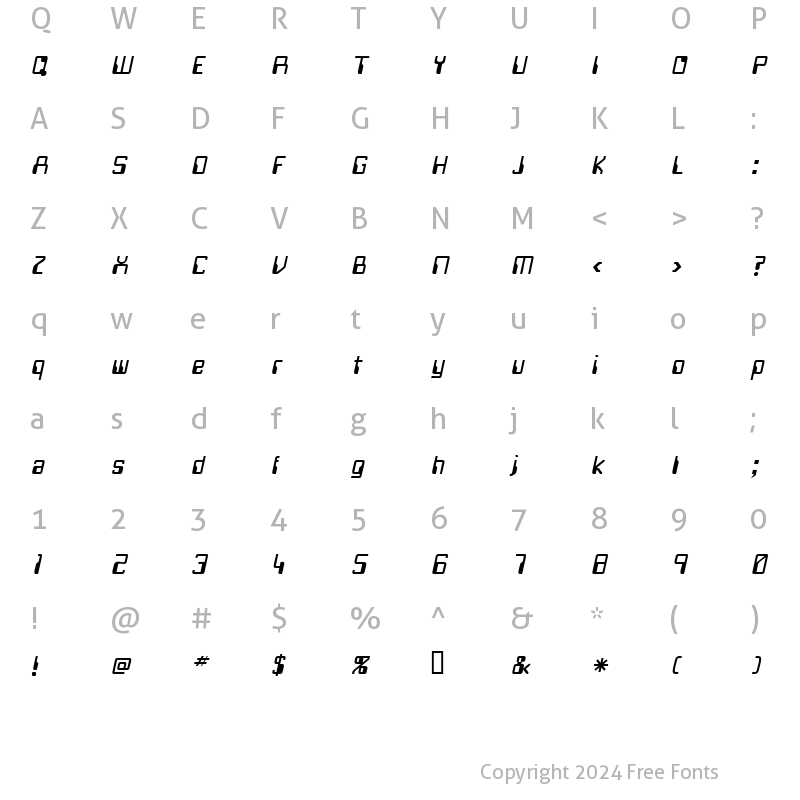 Character Map of UltimoSSK Italic