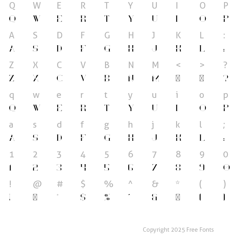 Character Map of Ultimus Regular