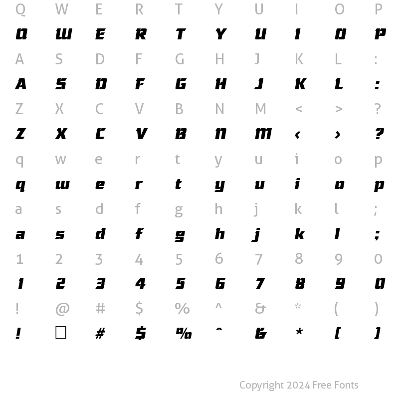 Character Map of Ultra Serif SF Italic