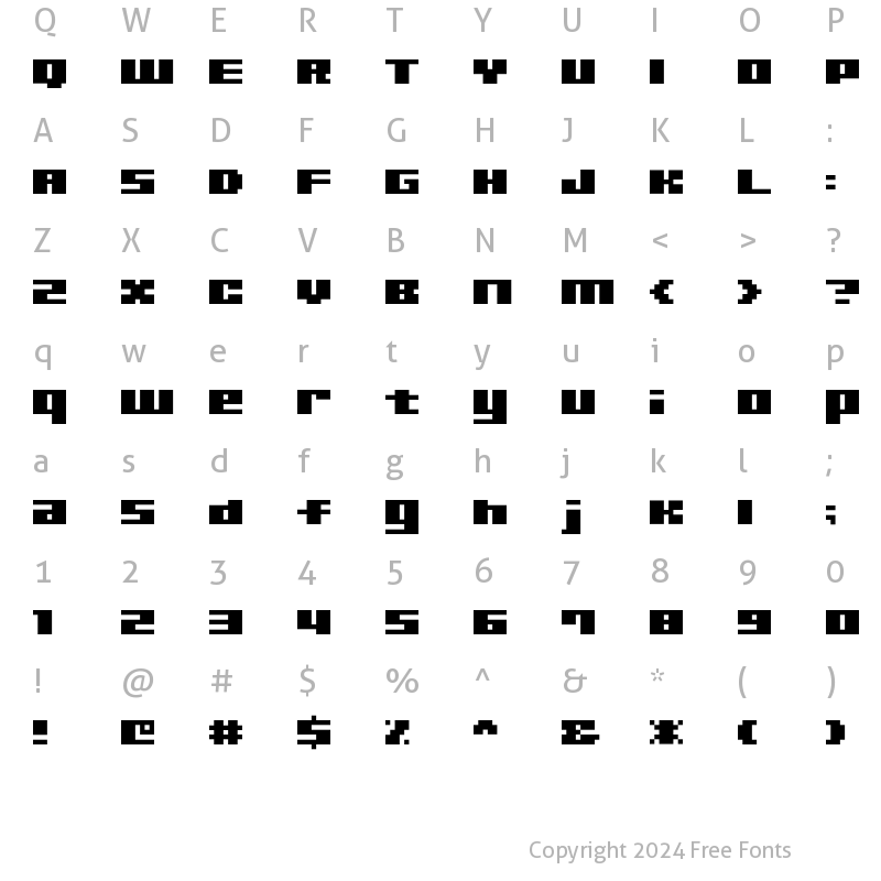 Character Map of Ultra Seven Regular