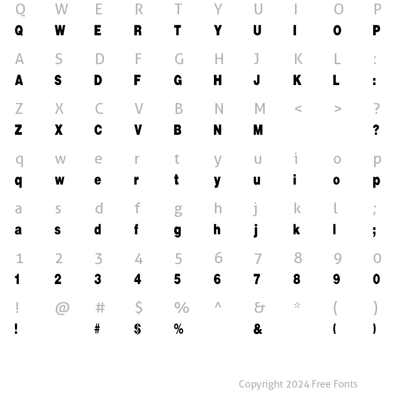 Character Map of UltraBlack Cn Regular