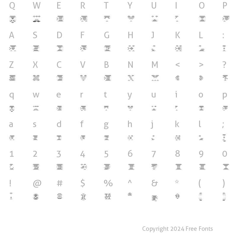 Character Map of UltraBronzo Fineline Fineline