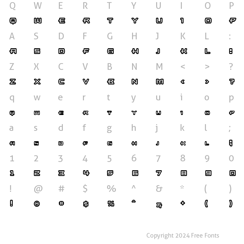 Character Map of UltraBronzo Outline Outline