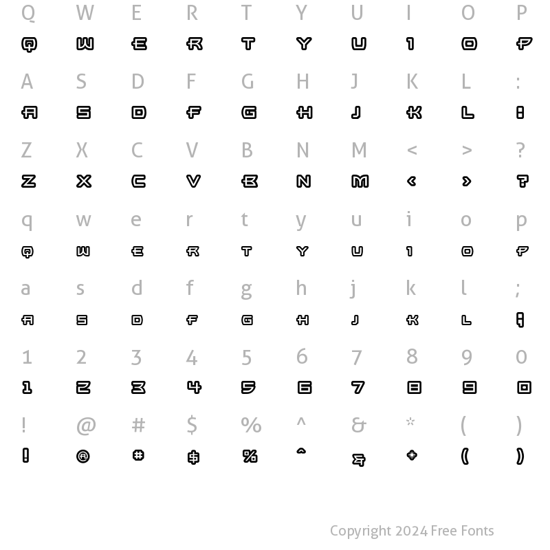 Character Map of UltraBronzo Outline Regular