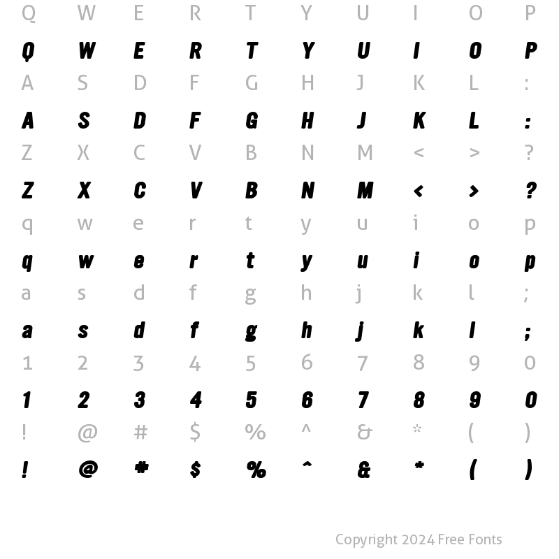 Character Map of Ultramagnetic ExtraBoldOblique