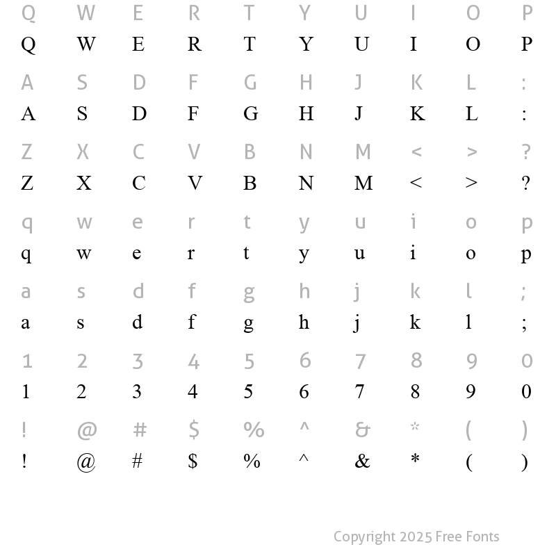Character Map of UmairI Normal
