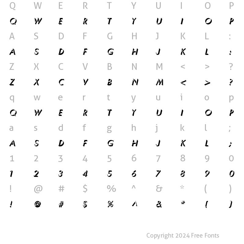 Character Map of Umber Italic