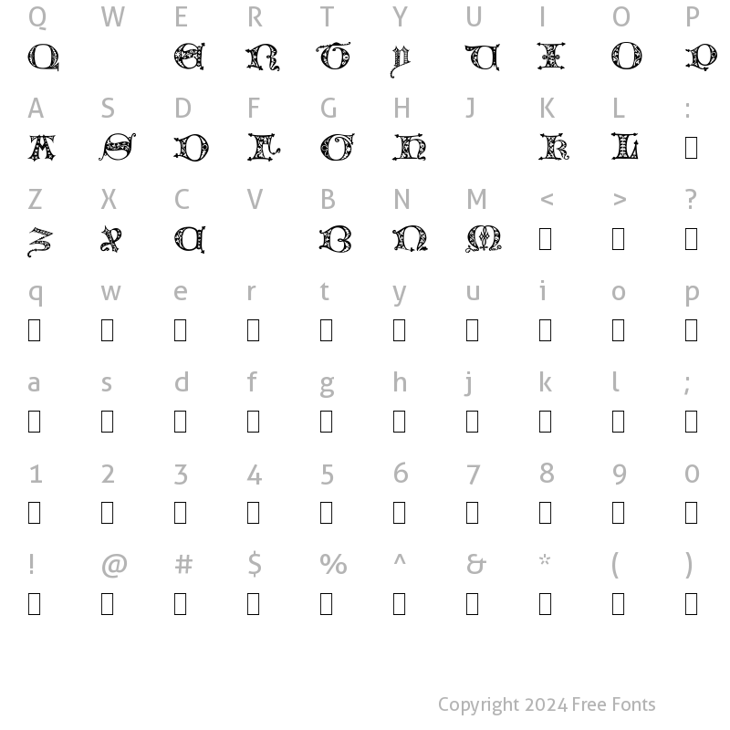 Character Map of Uncial 1475 Normal