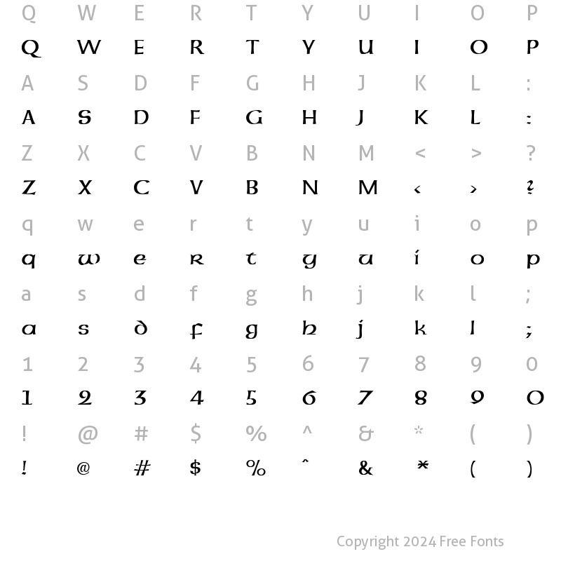 Character Map of UncialRoundhand Regular