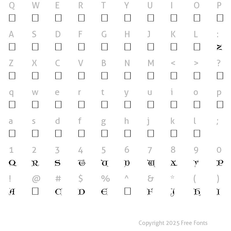 Character Map of UncioGothic Regular