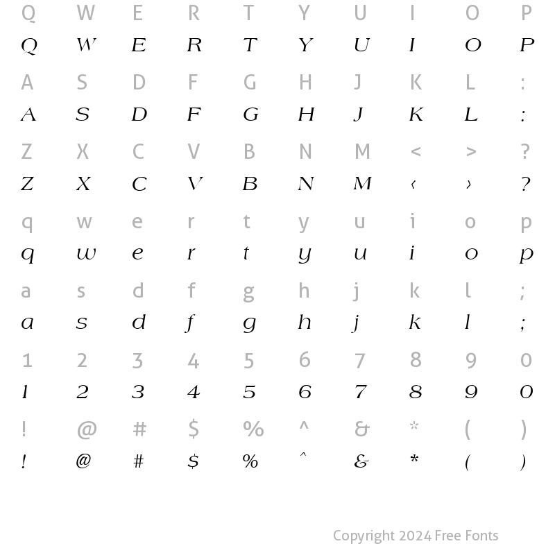 Character Map of UncleSam-Italic Regular