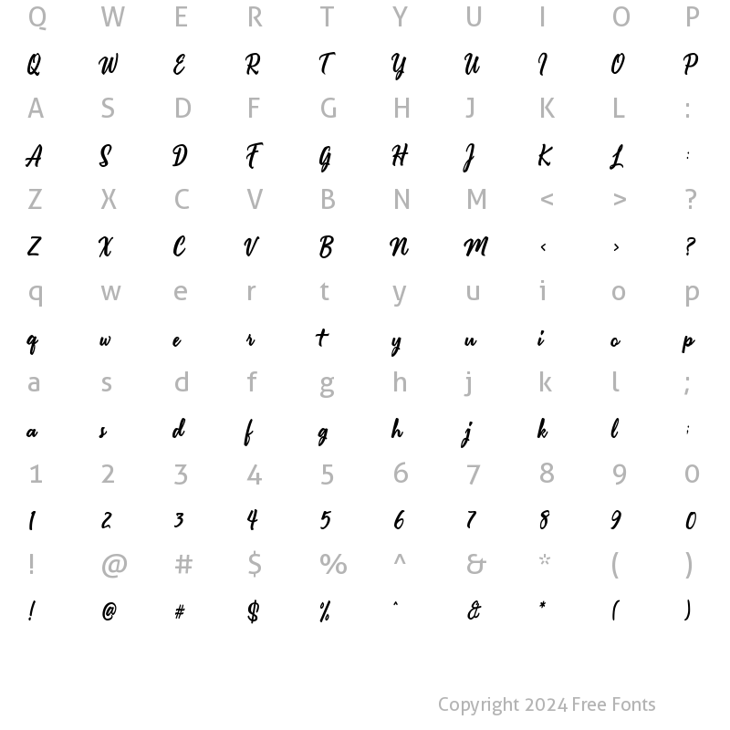 Character Map of Under Deal Regular