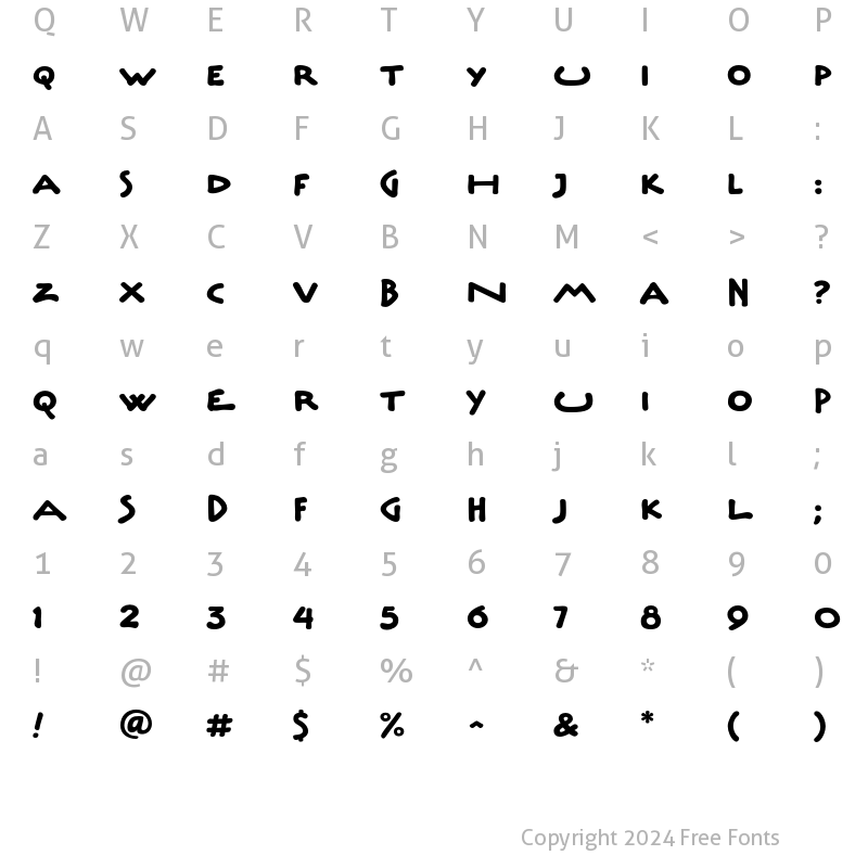 Character Map of Underscript ITC Regular