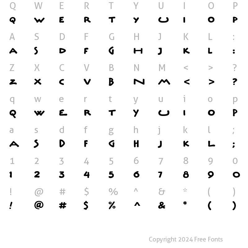 Character Map of Underscript ITC Std Regular