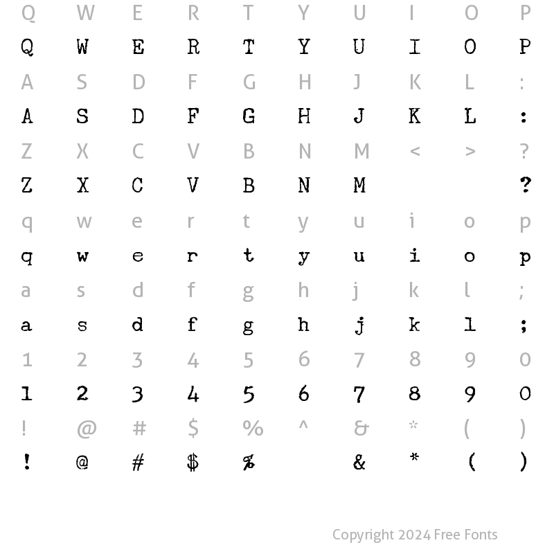 Character Map of Underwood Champion Regular