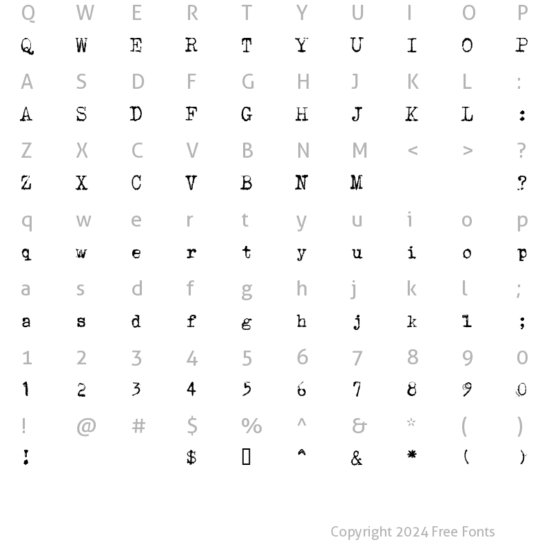 Character Map of Underwood1913 Normal