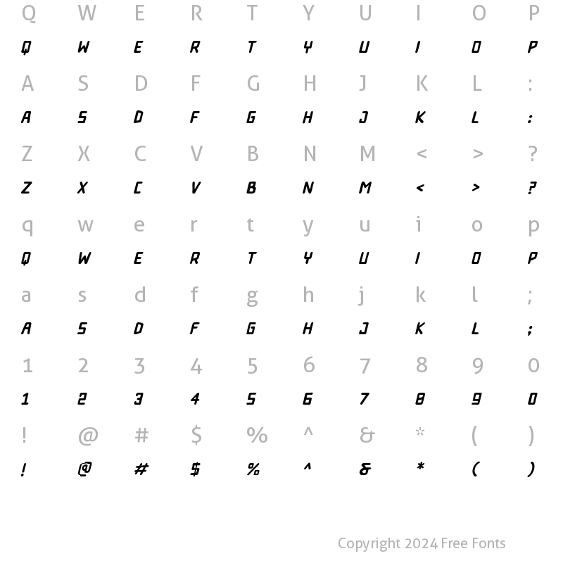 Character Map of Undos Paintes Oblique